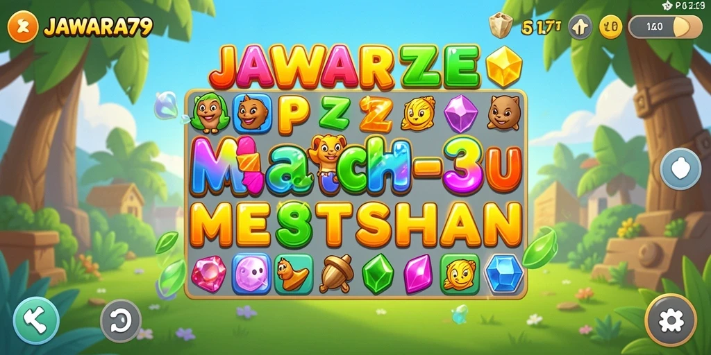 Screenshot JAWARA79 menampilkan gameplay Puzzle Match-3 yang menarik.
