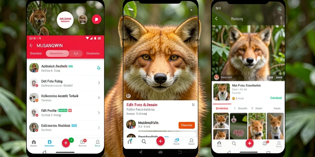 Tampilan utama MUSANGWIN dengan fitur edit foto aesthetic yang menarik.
