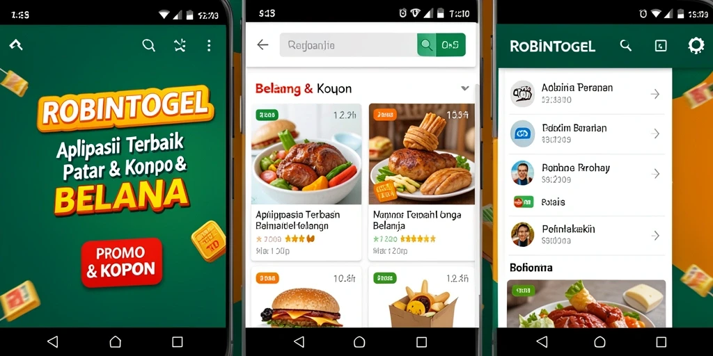Antarmuka intuitif ROBINTOGEL untuk promo dan kupon belanja.