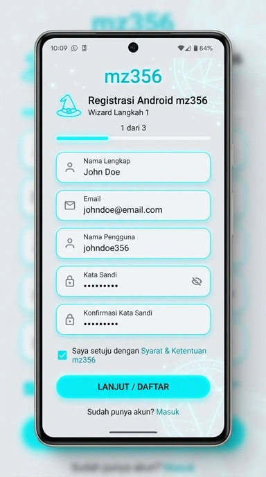 Tampilan halaman daftar mz356